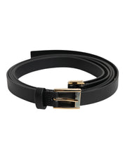 Dolce & Gabbana Black Classic Gold Metal Logo Buckle Belt