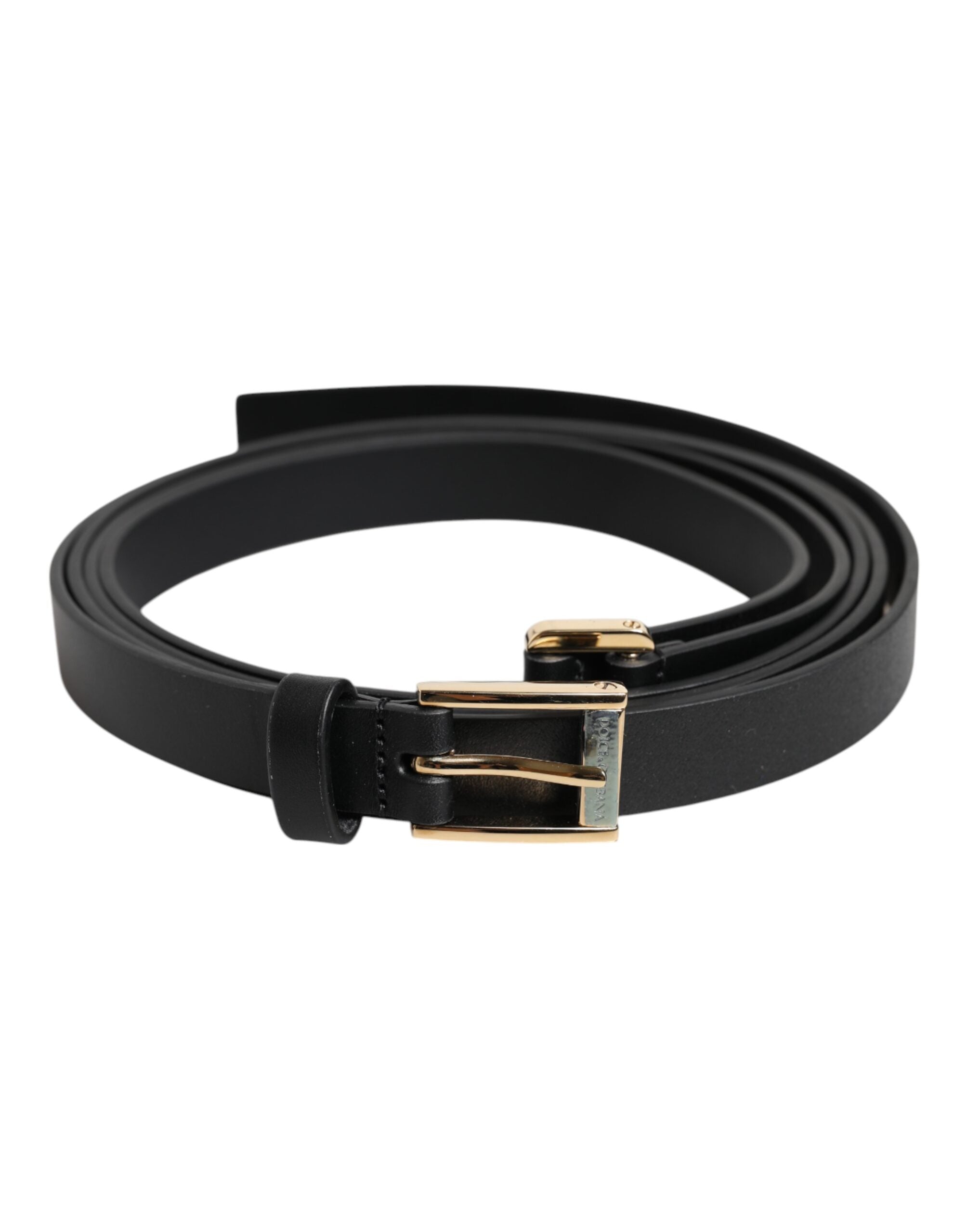 Dolce & Gabbana Black Classic Gold Metal Logo Buckle Belt Dolce & Gabbana