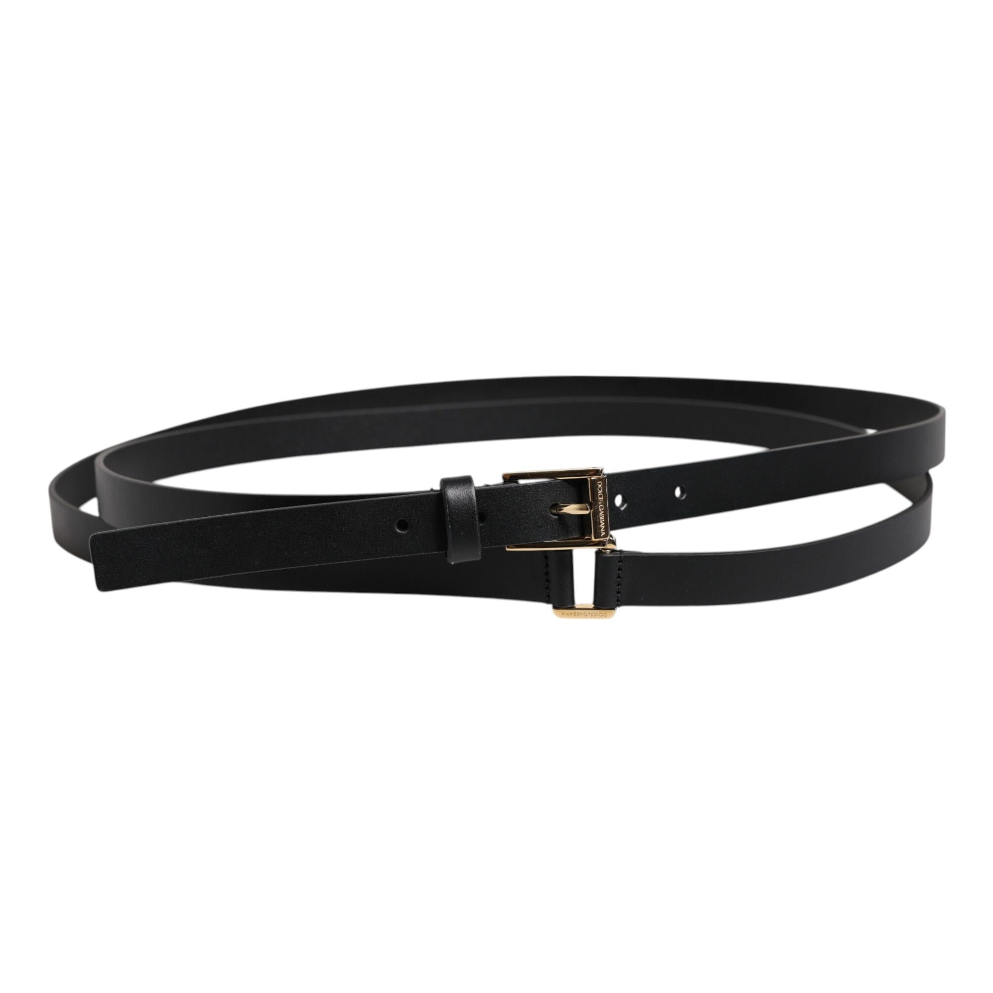 Dolce & Gabbana Black Classic Gold Metal Logo Buckle Belt Dolce & Gabbana