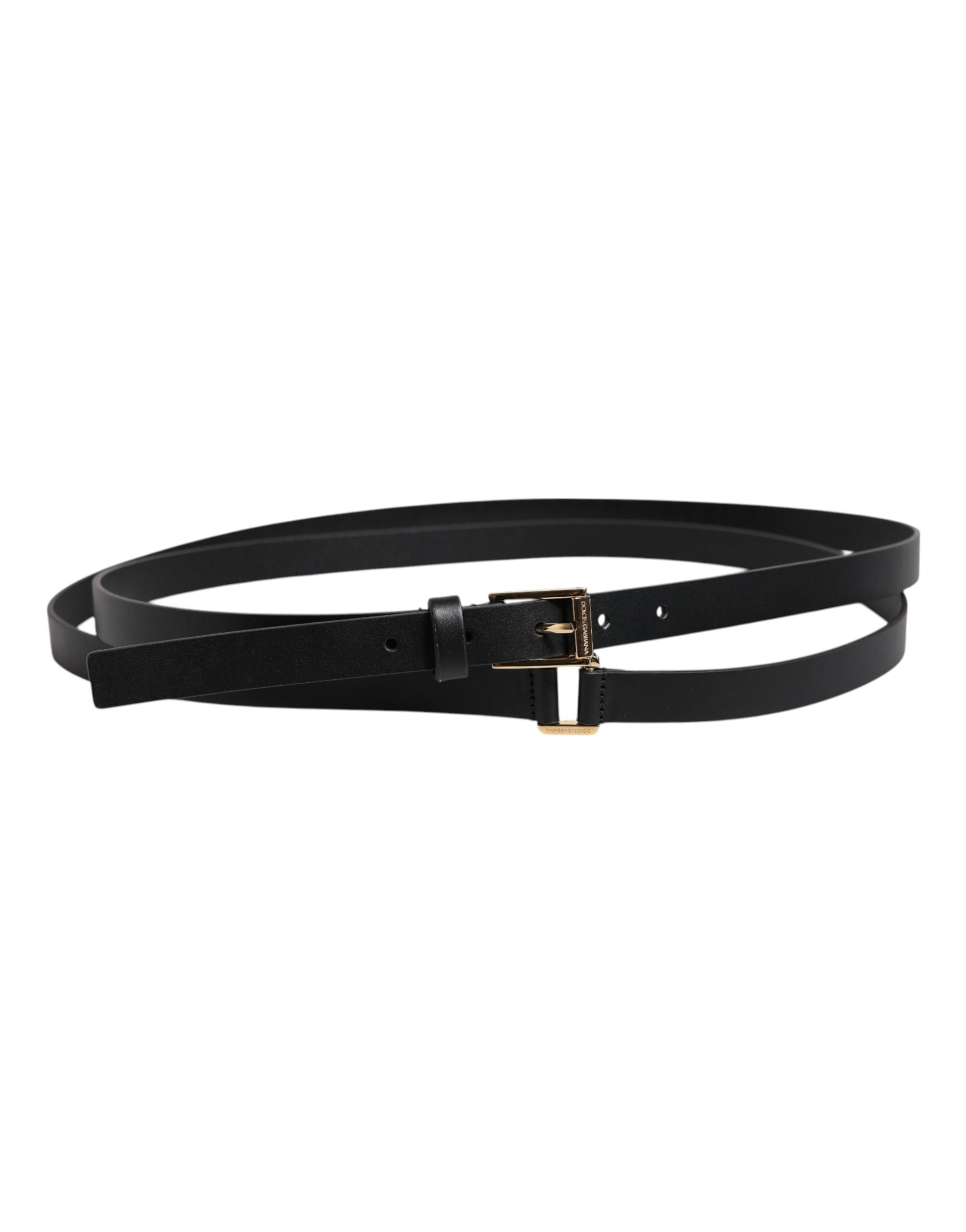 Dolce & Gabbana Black Classic Gold Metal Logo Buckle Belt Dolce & Gabbana