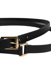 Dolce & Gabbana Black Classic Gold Metal Logo Buckle Belt Dolce & Gabbana
