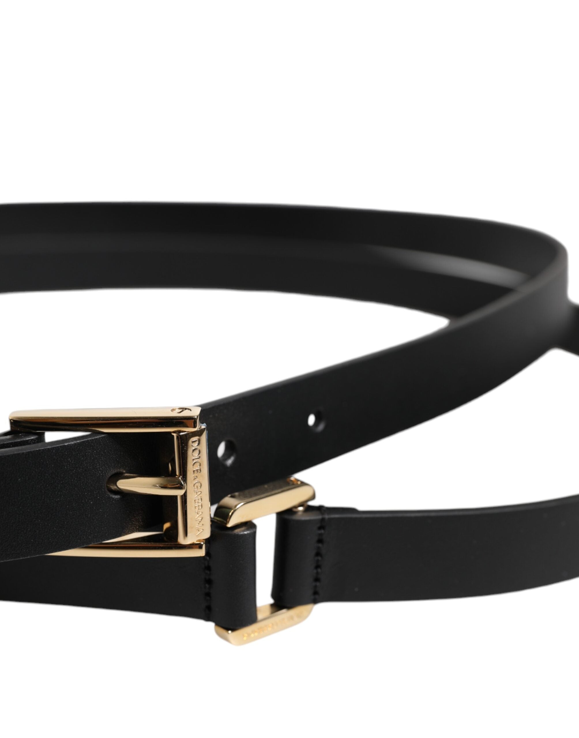 Dolce & Gabbana Black Classic Gold Metal Logo Buckle Belt Dolce & Gabbana