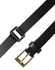 Dolce & Gabbana Black Classic Gold Metal Logo Buckle Belt Dolce & Gabbana
