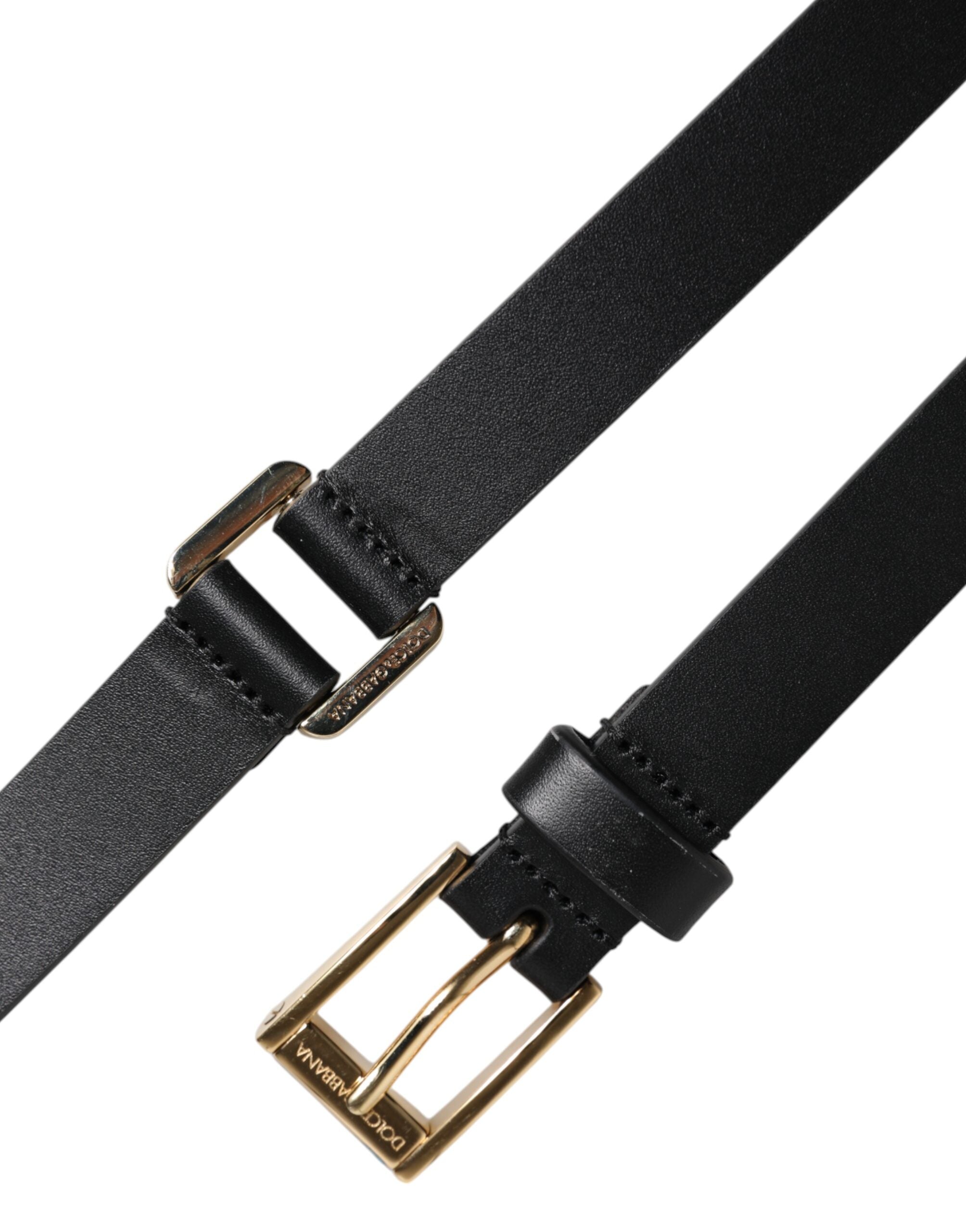 Dolce & Gabbana Black Classic Gold Metal Logo Buckle Belt Dolce & Gabbana