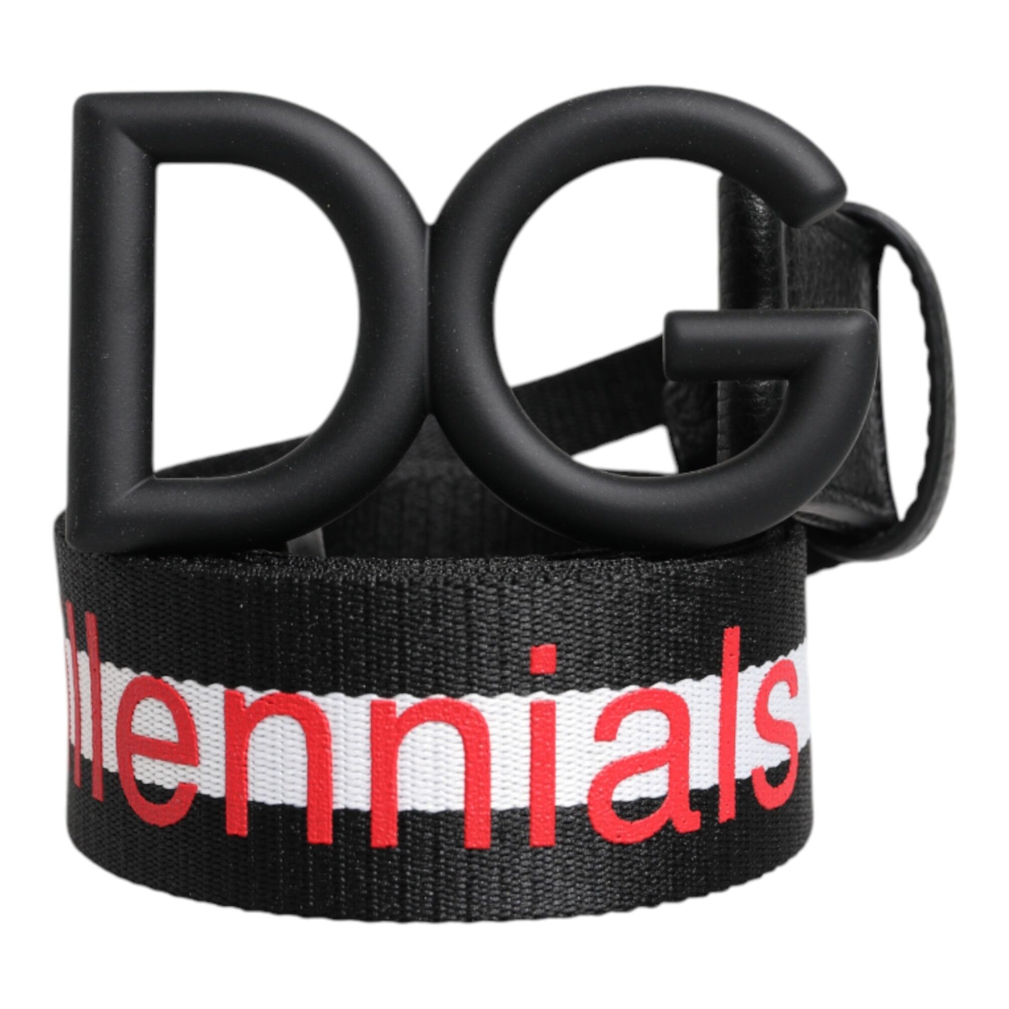 Dolce & Gabbana Black Polyester Logo Print DG Buckle Belt Dolce & Gabbana