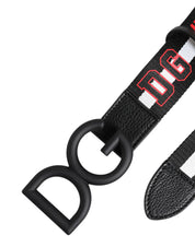 Dolce & Gabbana Black Polyester Logo Print DG Buckle Belt Dolce & Gabbana