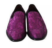 Purple Jacquard Loafers Dress Formal Shoes