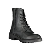 Black Polyurethane Women Ankle Boot