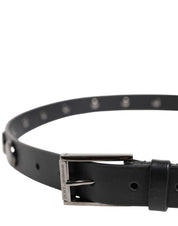 Black Luxury Leather DG Studs Buckle Belt