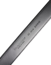 Black Classic Calf Leather Silver Buckle Belt