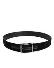 Black Cotton Silver Metal Buckle Belt