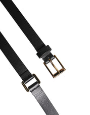 Dolce & Gabbana Black Double Strap Leather Gold Buckle Belt Dolce & Gabbana