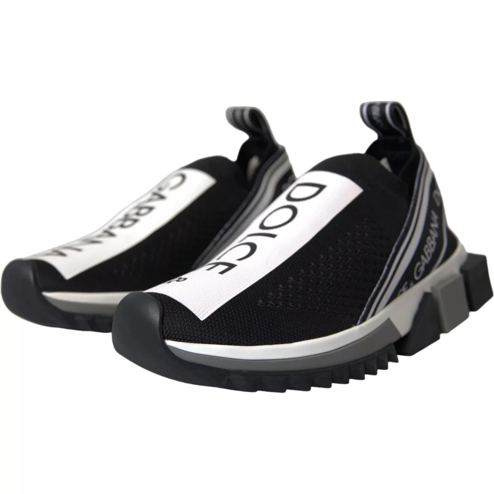 Dolce & Gabbana Black White Slip On Sorrento Sneakers Shoes Dolce & Gabbana