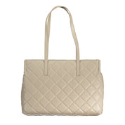 Beige Polyurethane Womens Bag