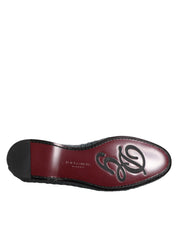 Blue Woven Leather Slip On Loafers Shoes