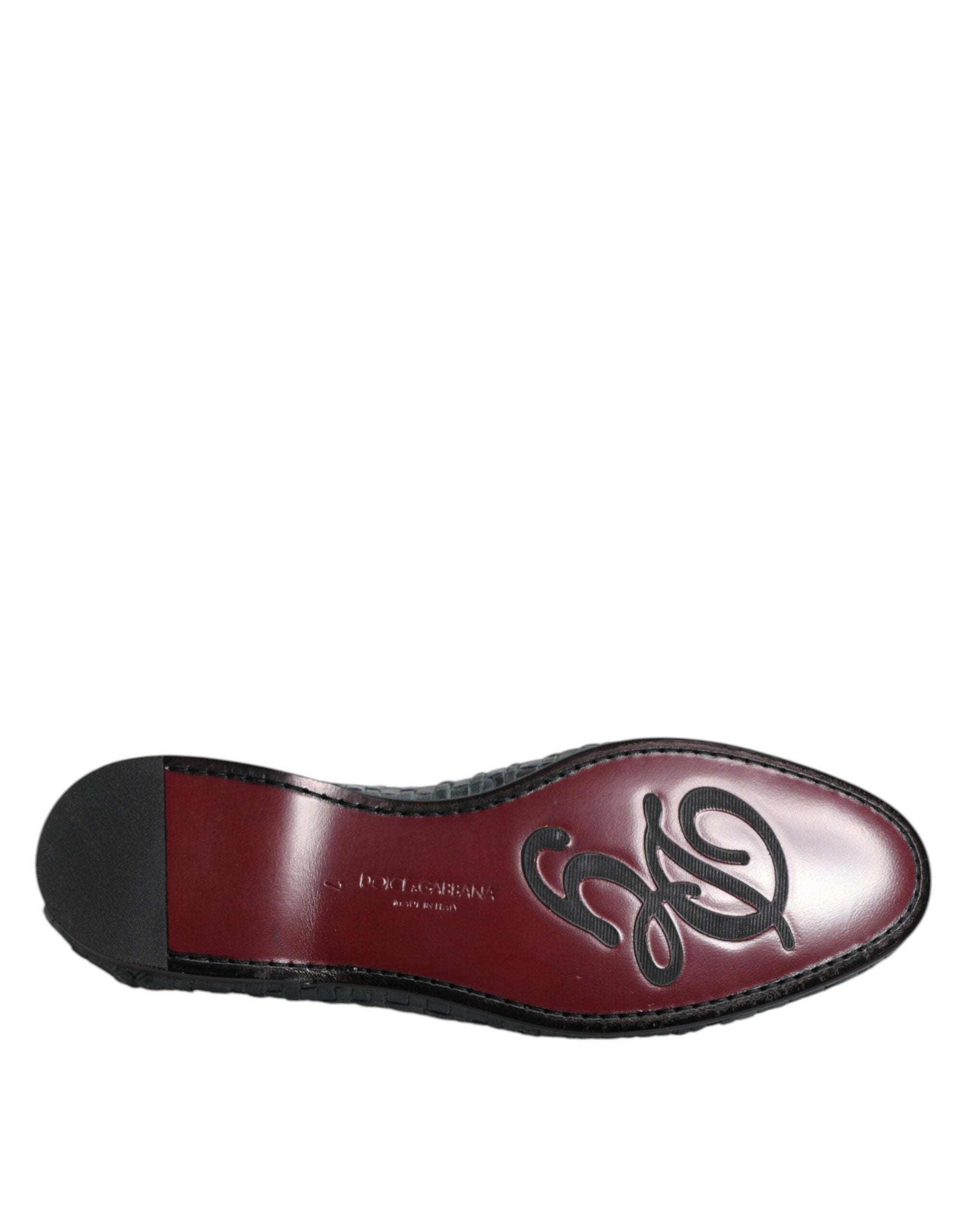 Blue Woven Leather Slip On Loafers Shoes
