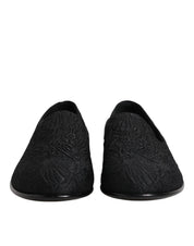 Black Jacquard Slip On Loafers Formal Shoes
