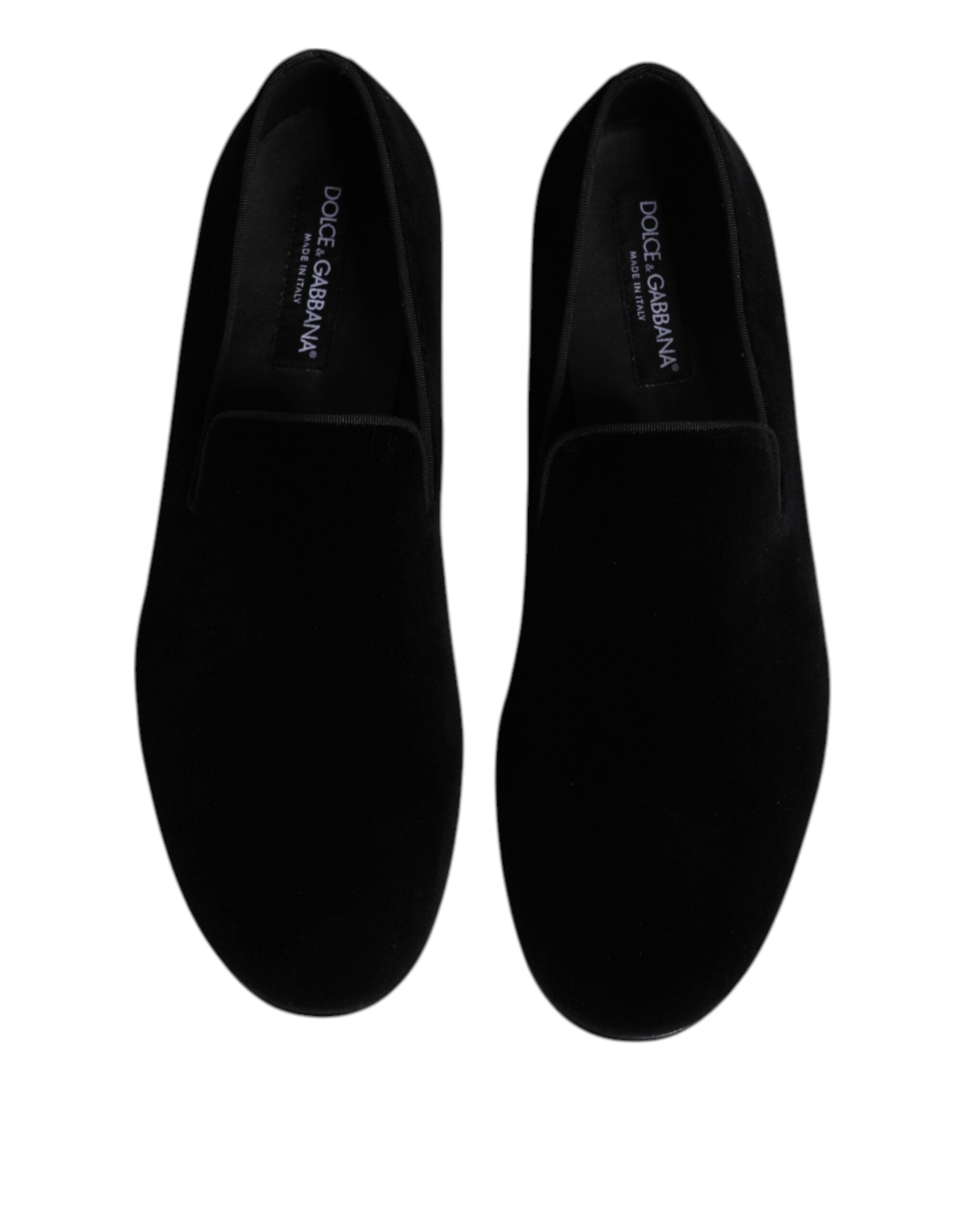 Dolce & Gabbana Black Velvet Slip On Loafers Formal Shoes Dolce & Gabbana