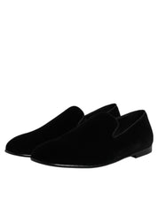 Black Velvet Slip On Loafers Formal Shoes
