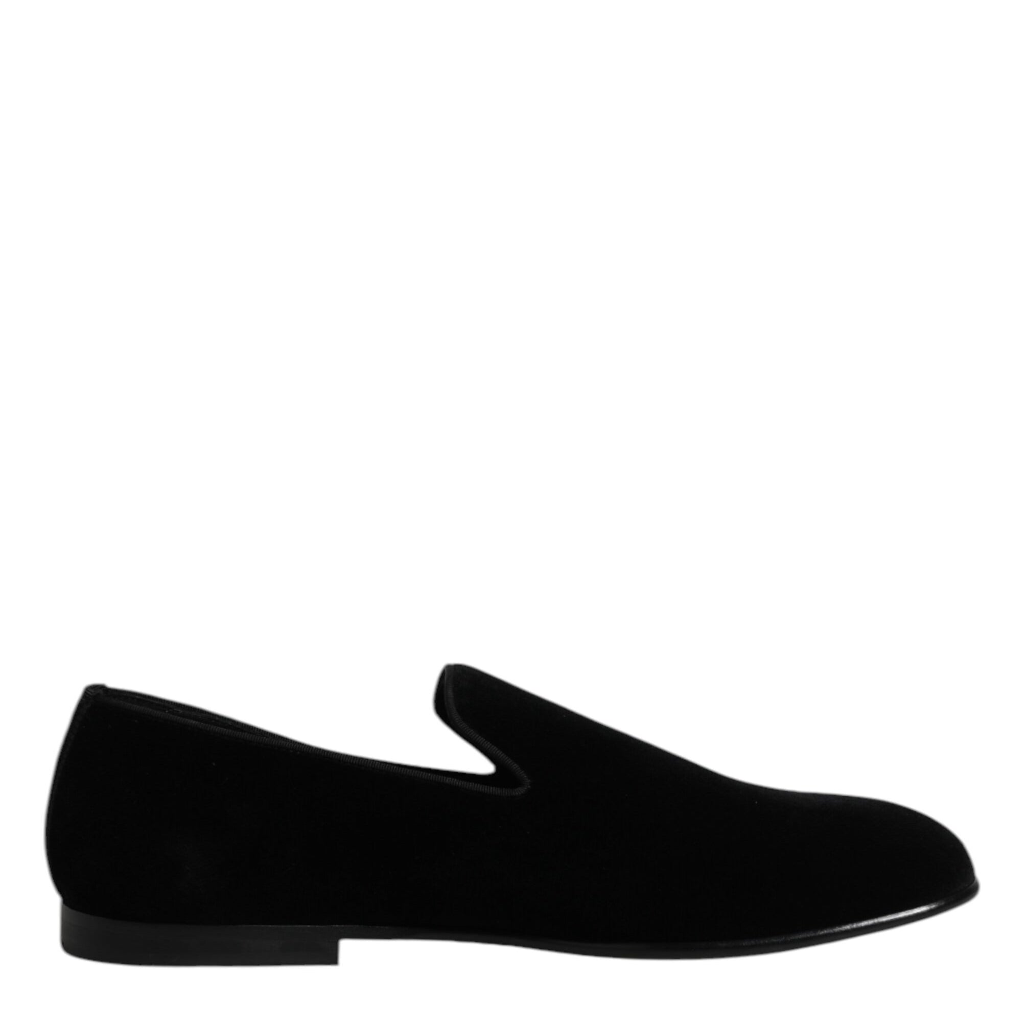Dolce & Gabbana Black Velvet Slip On Loafers Formal Shoes Dolce & Gabbana