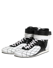 Black White Leather High Top Sneakers Shoes