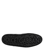 Black Exotic Leather Low Top Sneakers Shoes