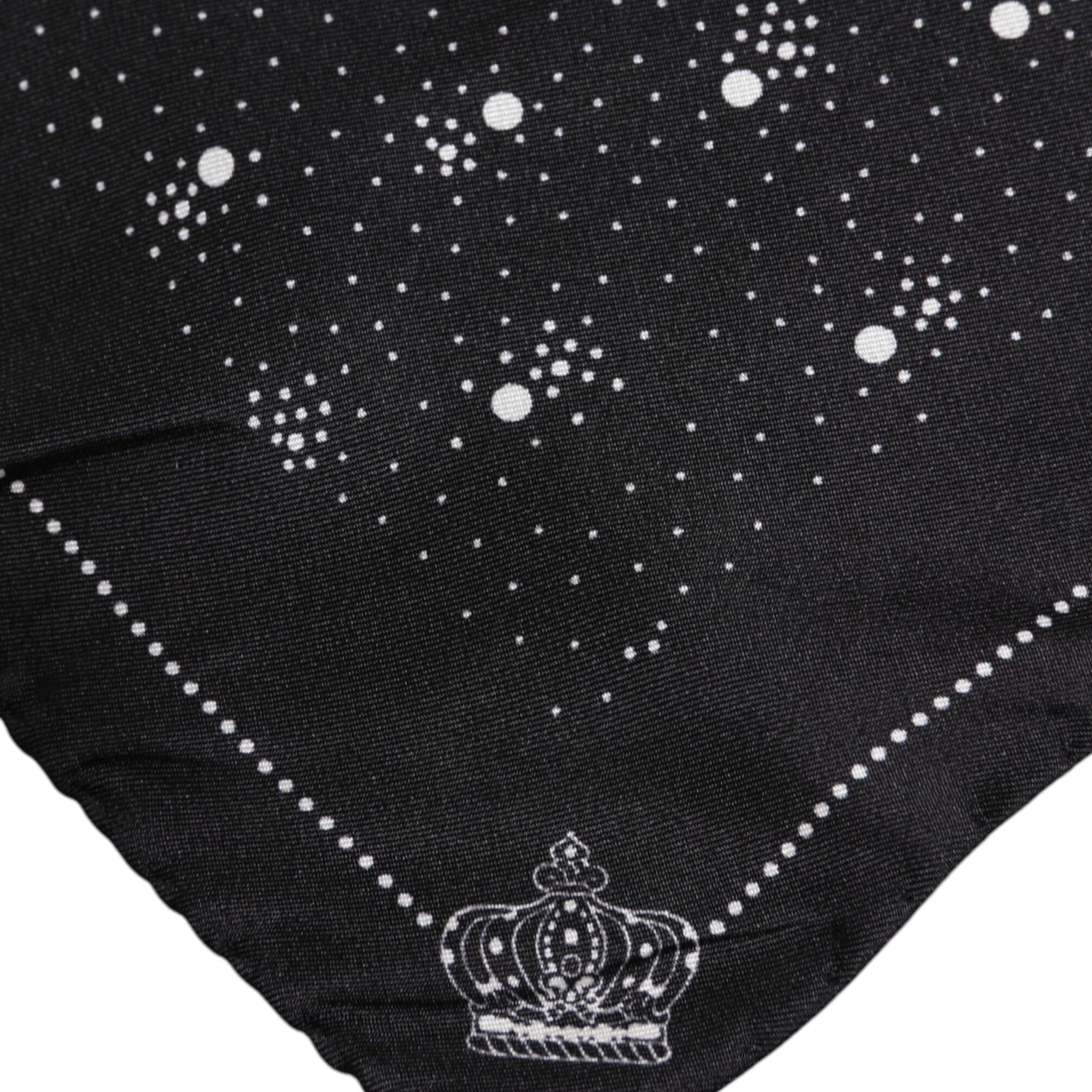 Dolce & Gabbana Black White Printed Square Men Foulard Scarf Dolce & Gabbana