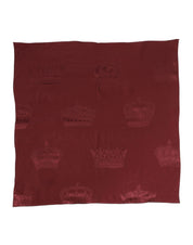 Maroon Silk Crown Square Men Foulard Scarf