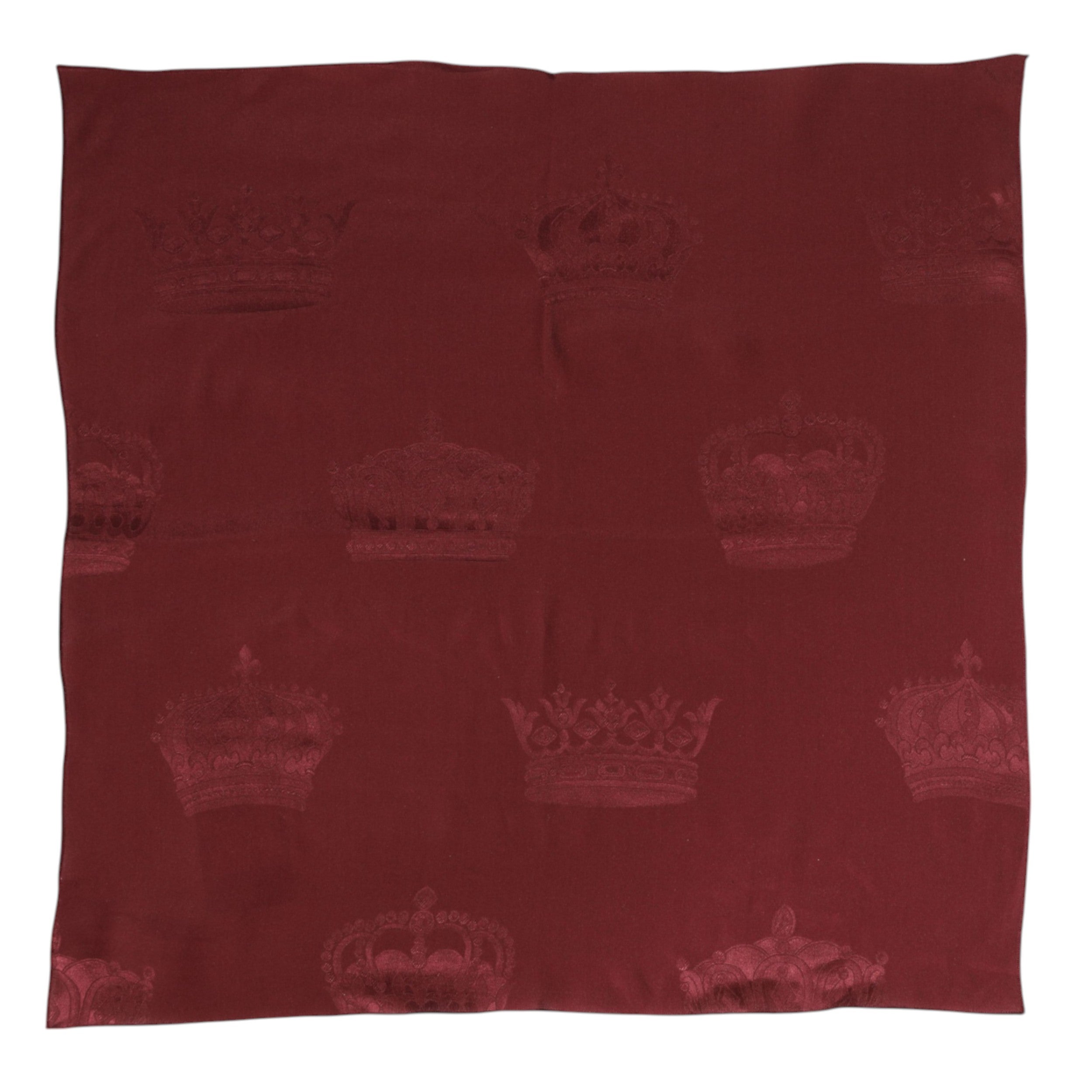 Dolce & Gabbana Maroon Silk Crown Square Men Foulard Scarf Dolce & Gabbana