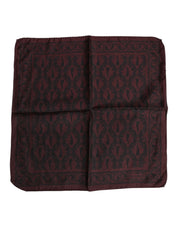 Dolce & Gabbana Maroon Black Printed Square Men Foulard Scarf