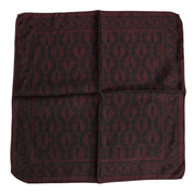 Maroon Black Printed Square Men Foulard Scarf