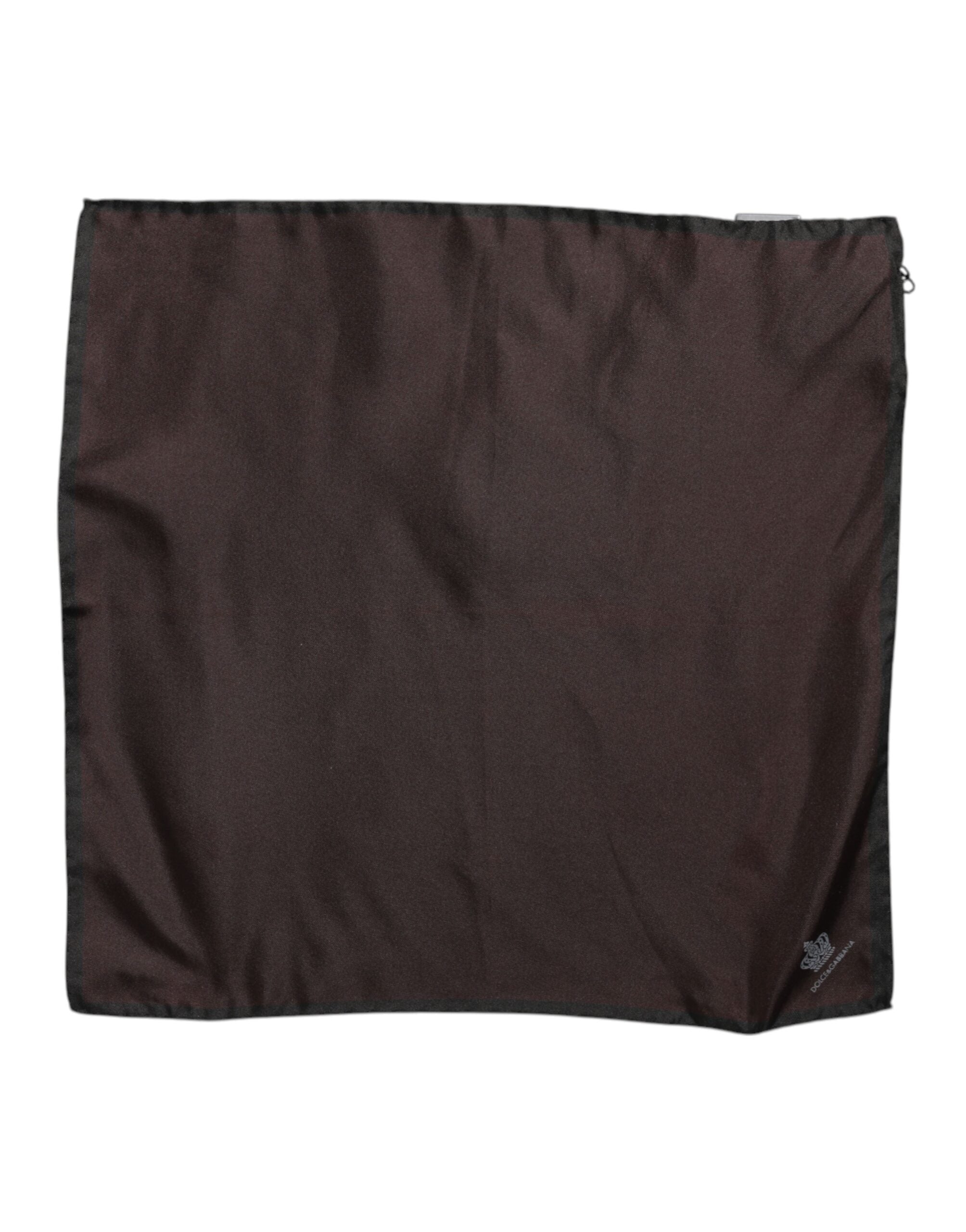 Dolce & Gabbana Brown DG Crown Silk Square Men Foulard Scarf Dolce & Gabbana