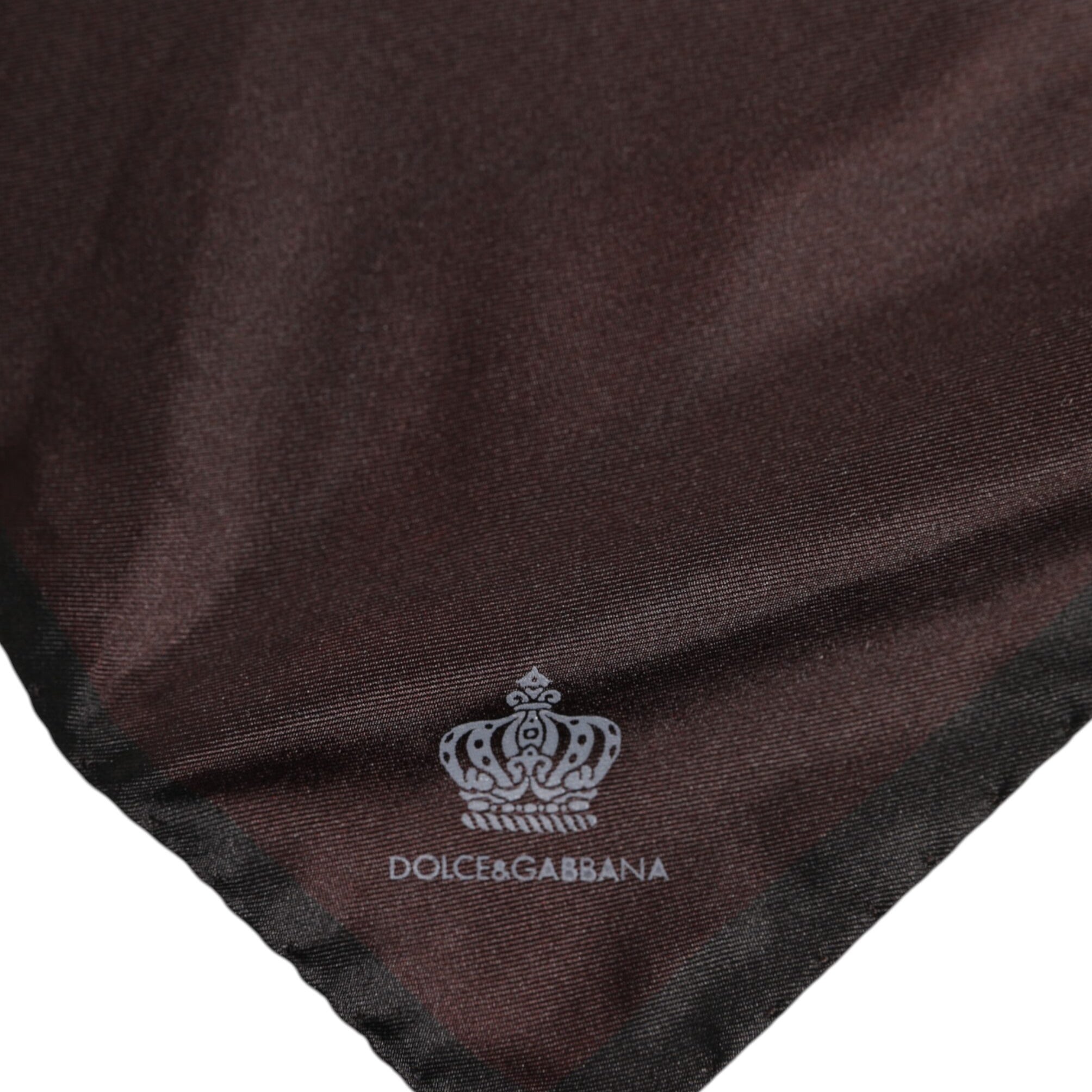Dolce & Gabbana Brown DG Crown Silk Square Men Foulard Scarf Dolce & Gabbana