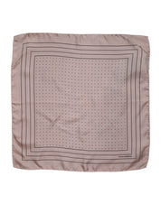 Beige Dotted Silk Square Men Foulard Scarf