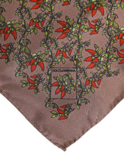 Dolce & Gabbana Brown Chilis Silk Square Men Foulard Scarf Dolce & Gabbana