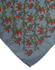 Gray Chilis Silk Square Men Foulard Scarf