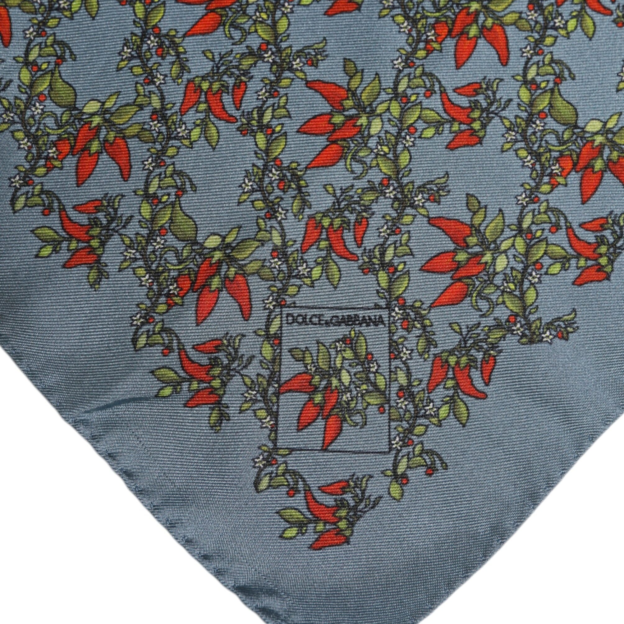 Dolce & Gabbana Gray Chilis Silk Square Men Foulard Scarf Dolce & Gabbana