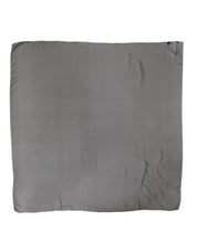 Gray Black Silk Square Women Foulard Scarf