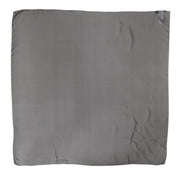 Gray Black Silk Square Women Foulard Scarf