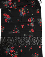 Black Floral Print Neck Warmer Wrap Scarf