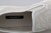 White Leather Lace Slip On Loafers Shoes