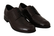 Brown Leather Broques Oxford Wingtip Shoes