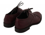 Red Bordeaux Leather Derby Formal Shoes