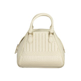 Bianco Polyurethane Women's Bag with Handles and Shoulder Strap