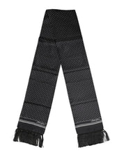 Black White Polka Dot Fringes Foulard Scarf