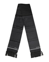 Black White Polka Dot Fringes Foulard Scarf