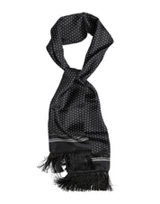 Dolce & Gabbana Black White Polka Dot Fringes Foulard Scarf