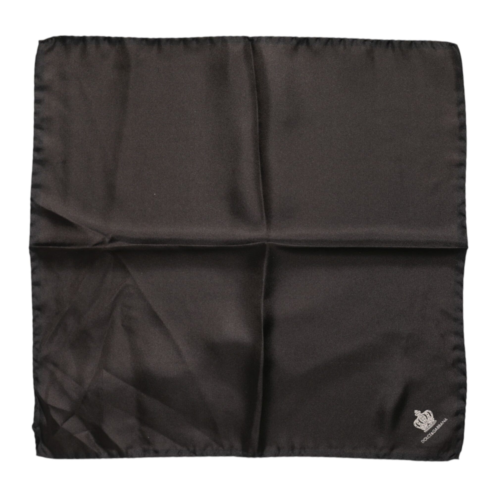Dolce & Gabbana Brown DG Crown Silk Square Men Foulard Scarf Dolce & Gabbana