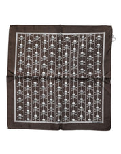 Brown Skull Silk Square Men Foulard Scarf