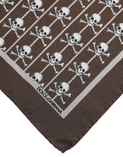 Brown Skull Silk Square Men Foulard Scarf